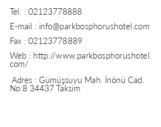 Cvk Hotels Park Bosphorus iletiim bilgileri